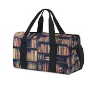 Blurred Old Bookshelf Sac de sport pour enfants, filles, garçons, femmes, hommes, pour la nuit, le week-end, sac de voyage, sac de sport décontracté