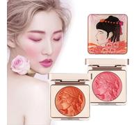 Blush en poudre lisse gaufré sur les joues, blush durable naturel nude, contour satiné crémeux et léger, éclat durable mis en évidence, maquillage naturel (01#+02#)