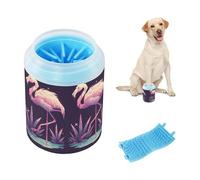Blush Flamingo Art Nettoyeur de pattes de chien réutilisable avec brosse de massage douce Kit de nettoyage des pieds pour chiens et races de chats de petite et moyenne taille