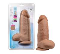 Blush Novelties Au Naturel Chub - Gode réaliste double densité Sensa Feel de 10 pouces - Arbre flexible de 3" d'épaisseur - Ventouse compatible avec sangle pour un jeu mains libres