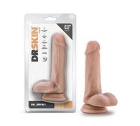 Blush Novelties Dr. Skin Gode réaliste de 6,5 pouces de long et 1,25 pouce d'épaisseur avec base à ventouse et boules, gode réaliste doux au toucher réel, jouet sexuel féminin
