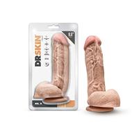 Blush Novelties Dr. Skin Gode réaliste de 8,5 pouces de long et 2 pouces d'épaisseur avec base à ventouse et boules, gode réaliste doux au toucher réel, jouet sexuel féminin