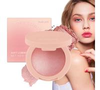 Blush Powder, Face Blush Makeup, Long-Lasting Buildable Color, Shimmer Cheek Contour Highlighter, Lightweight Silky Cosmetic Compact, for All Skin Tones, Beauty Routines, Events