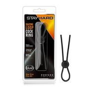 Blush Stay Hard Silicone Loop Cock Ring Black Black Taille Unique