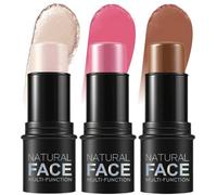 Blush Stick 3 pièces bâton de contouring illuminateur de teint imperméable et longue tenue crème légère multi-usages kit maquillage pour le visage modulable