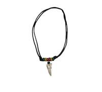 BLUSUPERSHOP collier ART p3, pendentif véritable dent de requin 1,5-2,5 cm, ils sont toujours différents, cordon réglable tribal unisexe, medium, corde, dent requin