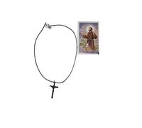 BLUSUPERSHOP Collier réglable corde 45 50 cm avec croix Saint Francesco haute 3,5 cm exotique taille sur la photo A7 TAU TAO ETNICA TRIBALE Fabriqué en Italie cadeau SANTINO