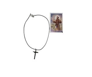 BLUSUPERSHOP Collier réglable corde 45 50 cm avec croix Saint Francesco haute 3,5 cm exotique taille sur la photo A7 TAU TAO ETNICA TRIBALE Fabriqué en Italie cadeau SANTINO
