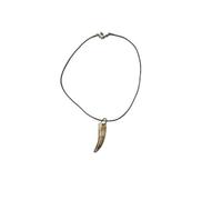 BLUSUPERSHOP Collier réglable corde 45 50 cm avec dents en résine lion tigre léopard 4 cm exotique taille sur la photo A7 TAU TAO ETNICA TRIBALE Fabriqué en Italie cadeau pour les amoureux des animaux