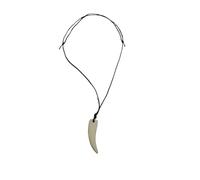 BLUSUPERSHOP Collier réglable de 80 à 42 cm avec dent blanche imitation lion tigre lionne léopard jaguar panthère noire félins en résine de 4 cm A1 TAU TAO ETNICA TRIBALE fabriqué en Italie