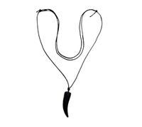 BLUSUPERSHOP Collier réglable de 80 à 42 cm avec dent noire imitation lion tigre lionne léopard jaguar panthère noire félins en résine de 4 cm A1 TAU TAO ETNICA TRIBALE fabriqué en Italie