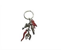BLUSUPERSHOP Porte-clés avec cornes bossu main haut 12 cm environ acier et émail, amulette horn charms lucky scio' scio napolitain, Vernis rouge et salle de bain argent, taille unique