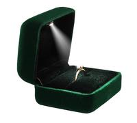 BLUTETE Boîte à bijoux en velours avec lumière LED pour bague de fiançailles ou demande en mariage (vert)