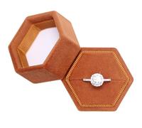 BLUTETE Boîte à bijoux hexagonale en velours à fente unique pour bague de fiançailles ou de mariage (orange brûlé)