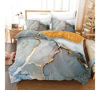 BluvLy 200 X 200 Cm Housse De Couette 2 Personnes Fille + 2 Taies d'oreiller 65X65 Housse De Couette 200X200 Adulte Marbre Microfibre De Haute Qualité Confortable Résistant