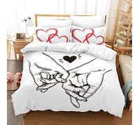 BluvLy Housse De Couette Romantique Amoureux Love 200X200Cm Parure De Lit 200X200 Adulte Microfibre De Haute Qualité + 2 Taies d'oreiller 65X65 Confortable Résistant