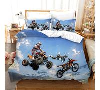 BluvLy Microfibre De Haute Qualité Housse De Couette 2 Personnes Fille Moto Cross Confortable Résistant 220X240Cm Housse De Couette 220X240 Ado Fille + 2 Taies d'oreiller 65X65