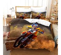 BluvLy Microfibre De Haute Qualité Housse De Couette Zippée Moto Cross Confortable Résistant 220X240Cm House De Couette 220/240 + 2 Taies d'oreiller 65X65