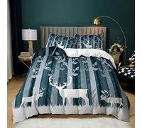 BluvLy Microfibre De Haute Qualité Parure De Lit 140X200 1 Personne + 2 Taies d'oreiller 65X65 Parure Housse De Couette Cerf Chevreuil Animaux Confortable Résistant 140 X 200 Cm