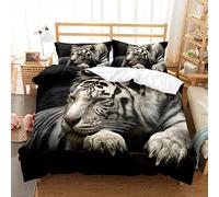 BluvLy Parure De Lit 260X240 Adulte Tigre Animaux Microfibre De Haute Qualité Housse De Couette Enfant Fille 240 X 260 Cm + 2 Taies d'oreiller 65X65 Confortable Résistant