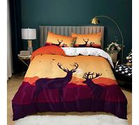 BluvLy Parure Lit 140X200 Cerf Chevreuil Animaux Microfibre De Haute Qualité Housse De Couette 3D 140X200Cm + 2 Taies d'oreiller 65X65 Confortable Résistant