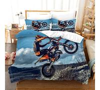 BluvLy Sets De Housses De Couettes Moto Cross 220 X 240 Cm Housse De Couette 220X240 Adulte Microfibre De Haute Qualité + 2 Taies d'oreiller 65X65 Confortable Résistant