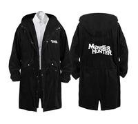 Bluxir Monst-er Hunt-er Trench-Coat, Classique Veste Poids Léger, Blouson Jacket Slim Fit Automne Hiver, Hiver(Black 1,2XL)