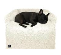 bluzelle Coussin Chien Protège-Canapé Imperméable, M 102x85x12 cm, Crème | Dessous en Oxford imperméable, Longue fausse fourrure, Rebord appui-tête, Housse lavable à 30 °C, Antidérapant
