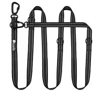 bluzelle Laisse pour Chien 3m Caoutchoutée, pour Grands Chiens jusqu'à 100kg Total, Double Laisse réglable, 2X Mousqueton 360° en Aluminium Extra Robuste, Bandoulière Mains Libres, Couleur:Noir