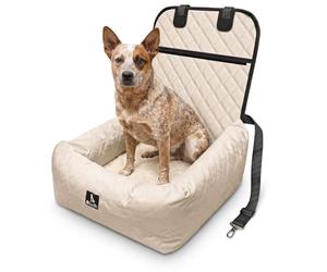 BLUZELLE Siège Auto Chien & Panier 2-en-1 pour Avant & Arrière, Beige