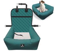 BLUZELLE Siège Auto Chien & Panier 2-en-1 pour Avant & Arrière - TRAVELBUDDY Imperméable, Antidérapant & Lavable - Inclus Ceinture & Tissu Oxford - Marque Allemande, Couleur:Pétrole