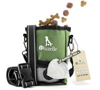 bluzelle SnackKeeper Sac Friandises Chien, Pochette Friandise Fermeture Magnétique, Conteneur Croquettes 650ml, Sac Promenade Distributeur Sac à Crottes, Sacoche Dressage, Couleur:Olive Vert