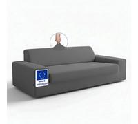 BLUZIMAN® Housse Canapé, Couvre Canapé Fabriqué en Europe, Protege Canape, Housse de Canapé Super Extensible Accoudoir (Gris, 3 Places (170-220cm de Largeur))