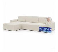 BLUZIMAN® Housse de Canapé en Forme de L Fabriqué en Europe, Protege Canape Chaise Longue Super Extensible, Housses de Canapé Universelle Sofa Cover (Chaise Longue GAUCHE-Vue de face, Accoudoir COURT)