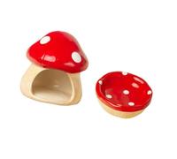BLWOTMOR 2 Pièces Maison Hamster Abri Céramique Alimentation Cave Cartoon Nid Adorable Cachette Multifonction pour Nourriture Animation Adapté Cage Ron, Rouge