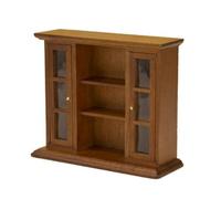 BLWOTMOR Armoire Miniature Panneaux à Panneaux Cleur Noyer Brun Étagère Vitrine Ppée Fonctionnel pr Diorama