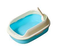 BLWOTMOR Bac à Litière Chat Plateau Litière Ouvert Anti-Projection Toilette Chaton avec Cuillère Amovible Nettoyage Simple Convient pour Animaux Petits Déplace, Bleu