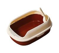 BLWOTMOR Bac à Litière Chat Plateau Litière Ouvert Anti-Projection Toilette Chaton avec Cuillère Amovible Nettoyage Simple Convient pour Animaux Petits Déplace, CAFÉ