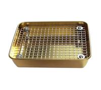 BLWOTMOR Bac à Litière pour Plateau Grille Métal Plateau Sanitaire Rectangulaire Grille Démontable INOX Organisation Zone Toillette Convient aux Cages, Or, Grand