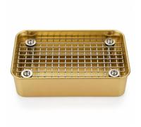 BLWOTMOR Bac à Litière pour Plateau Grille Métal Plateau Sanitaire Rectangulaire Grille Démontable INOX Organisation Zone Toillette Convient aux Cages, Or, Petit