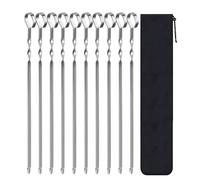 BLWOTMOR Brochettes de Barbecue Extérieur Métal Réutilisables Gril avec Conception Spirale Acier INOX Résistant Meilleure, 10 Brochettes Torsadées De 40CM avec Grand Sac en Velours