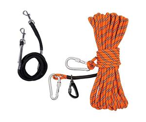 BLWOTMOR Câble d'attache pour Chien de 15 Mètres avec Anneau en D, Laisse de Promenade pour Parcs, Forêts et Camping
