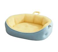 BLWOTMOR Coussin pour Animaux Panier Chien Lit Chat Tapis Ovale Rembourrage Coton PP pour Confort et Soutien Tissu Frais et Cosy Traitement Étanche, Bleu, M