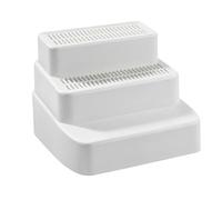 BLWOTMOR Échelle à Litière à Trois Marches avec Rampe, Pliable, pour Chats âgés, Multifonctionnelle, 28 X 28 X 21,8 Cm, Accessoires avec Grille, Lavable, Blanc