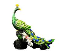 BLWOTMOR Figurine de Paon Peinte à La Main, en Résine et Cristal, Posée sur Une Souche.