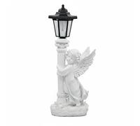 BLWOTMOR Figurine en Résine Ange Décoration Extérieure Statue sur Colonne Lampe Solaire LED Capteur Crépuscule Résine Waterproof Tenue Longue Durée Adaptée aux, Girl Right Angel