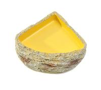BLWOTMOR Gamelle en Résine pour Reptiles, en Forme de Rocher, pour Eau et Nourriture. Décoration pour Terrarium. Bol d'angle Facile à Nettoyer, Convient Au, S