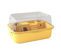 BLWOTMOR Grande Cage Portable en Acrylique Transparent pour Hamster, avec, Roue d'exercice et Toit Ouvrant pour Une Ventilation Optimale. Convient, Jaune