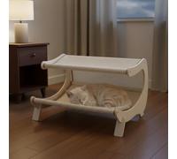 BLWOTMOR Hamac Griffoir Lit Plateforme Relaxation Griffoir Sisal Antiusure Structure Bois Rigide Format Gain de Place Deux Niveaux Accueillants Convient aux, Beige, Tissu Sisal