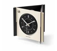 BLWOTMOR Horloge de Bureau Horloge de Table Horloge Analogique Réveil Décoratif Pendule de Chevet Support Transparent Stable Cadran Rond Chiffres Stylisés, 奶油米